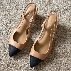 Express Two-Tone Slingback Pumps in Tan and Black